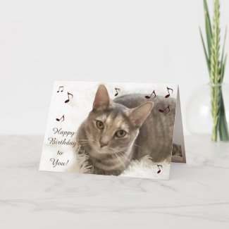 Brown and Gray Tabby Cat Birthday Card