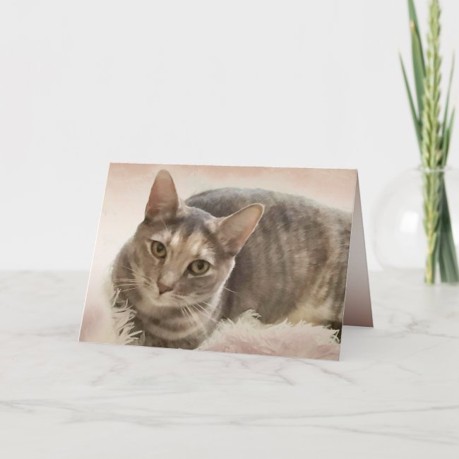 Brown and Gray Tabby Cat Blank Card
