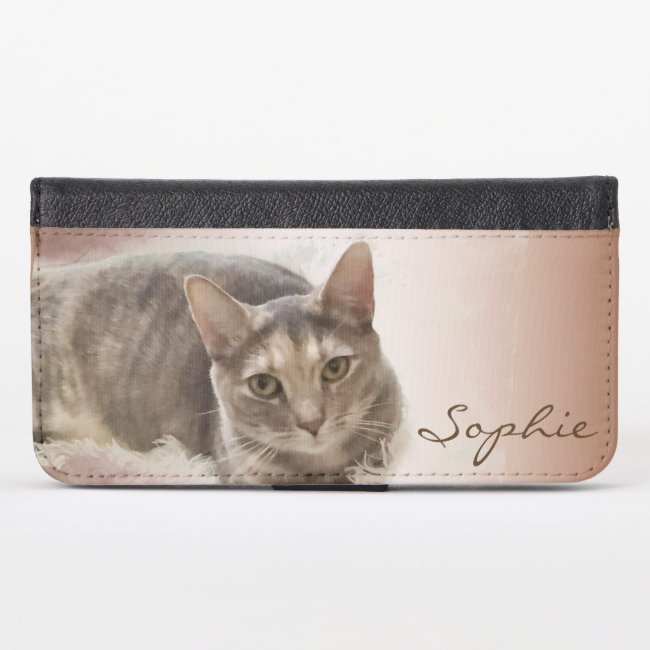 Brown and Gray Tabby Cat iPhone X Wallet Case