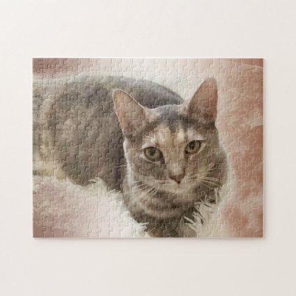 Brown and Gray Tabby Cat Jigsaw Puzzle