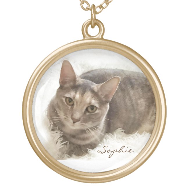 Brown and Gray Tabby Cat Necklace