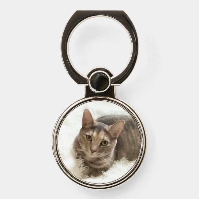 Brown and Gray Tabby Cat Phone Ring Holder
