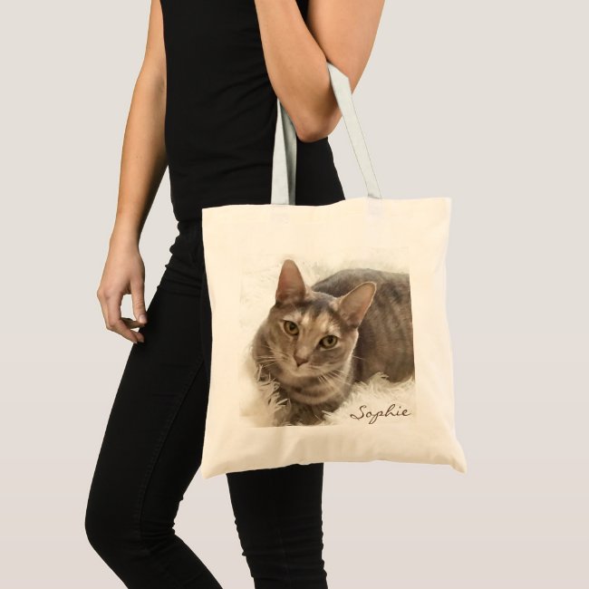 Brown and Gray Tabby Cat Tote Bag
