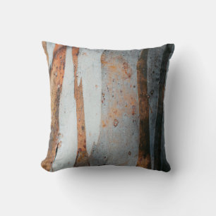Brown and gray tree trunk throw pillow