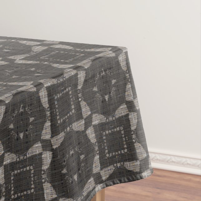 Brown and Gray Weaved Pattern Tablecloth (In Situ)