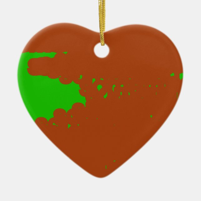 brown and green abstract art ceramic ornament (Front)
