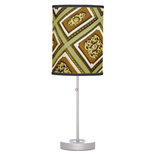 Brown and Green Architectural Ceiling Table Lamp