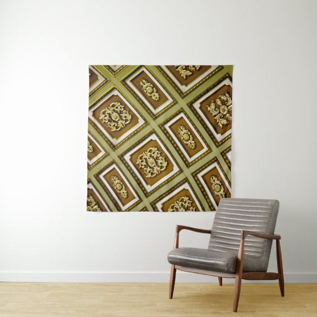Brown and Green Architectural Tapestry (In Situ (Horizontal))
