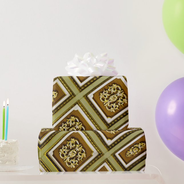 Brown and Green Architectural  Wrapping Paper (Party Gifts)