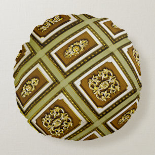 Brown and Green Architecture  Round Pillow