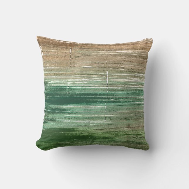 Brown and green art throw pillow (Front)