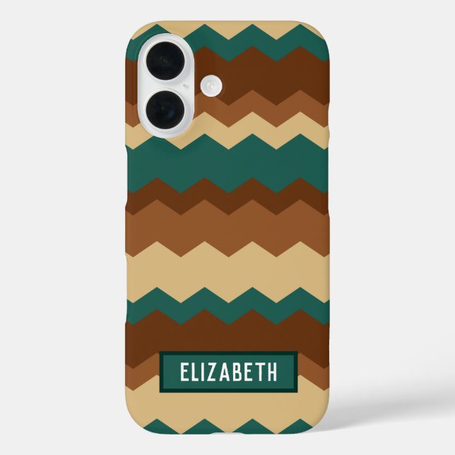 Brown and Green Autumn Geometric Zig Zag Case-Mate iPhone Case (Back)