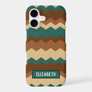 Brown and Green Autumn Geometric Zig Zag iPhone 17 Case