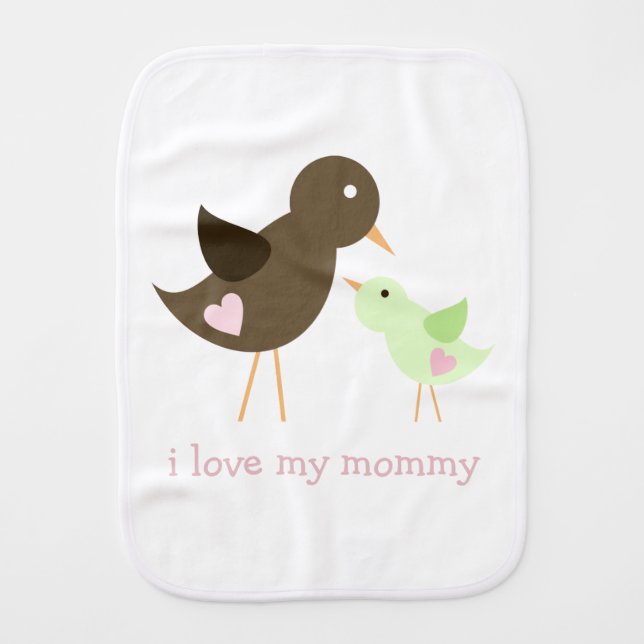 Brown and Green Birds Burp Cloth (Front)
