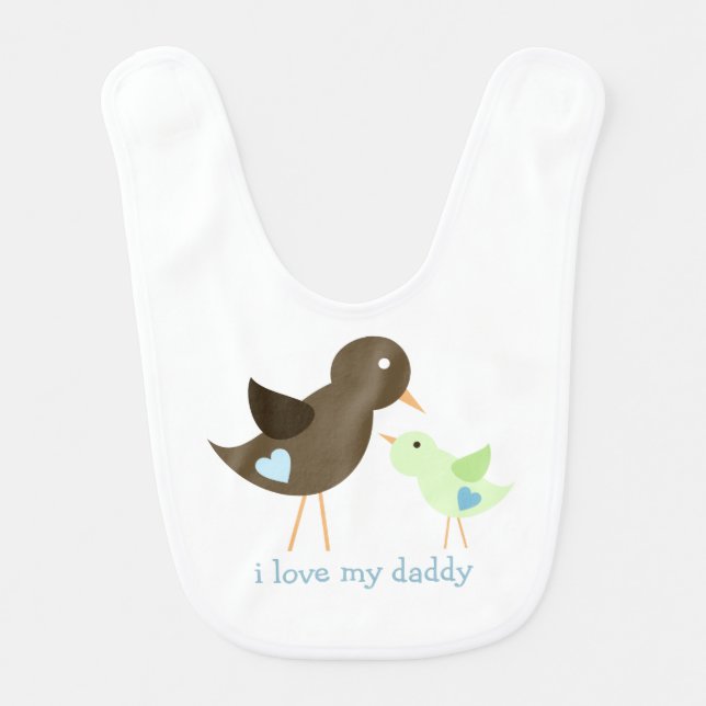 Brown and Green Birds Personalized Baby Bib (Front)