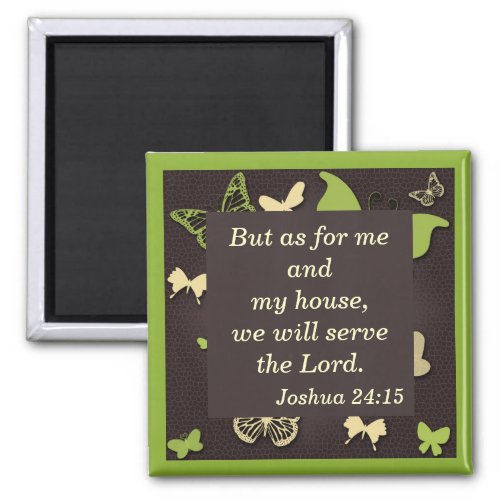 Brown and Green Butterfly Scripture Verse Magnet