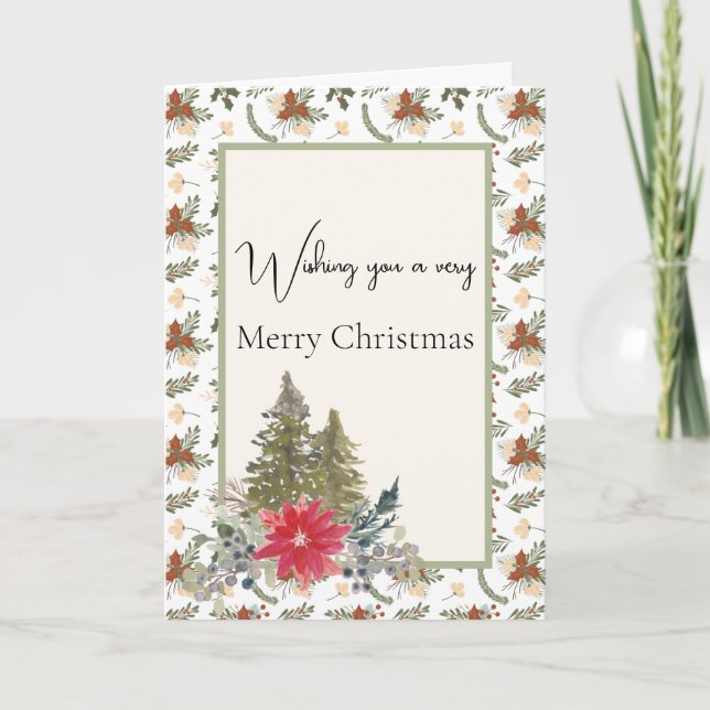 Brown and Green Christmas Tree Card (Front)