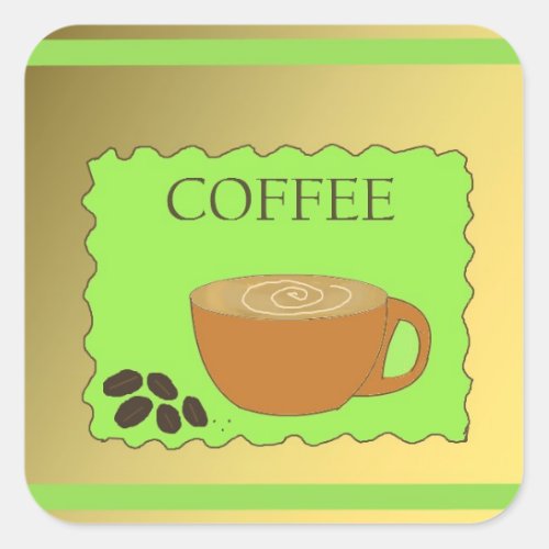Brown and Green Coffee Sign Square Sticker