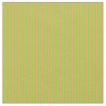 [ Thumbnail: Brown and Green Colored Stripes Pattern Fabric ]