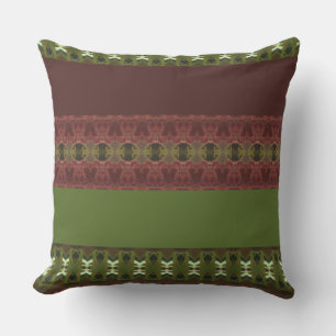 Brown And Green Designer Patio Outdoor Pillow