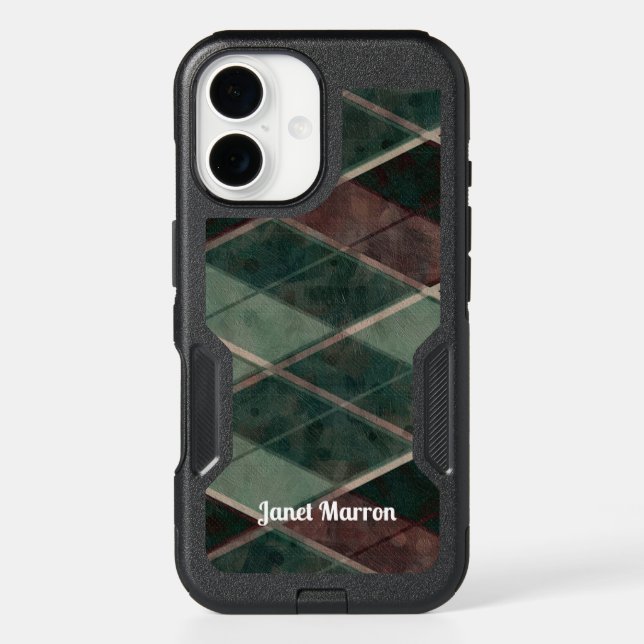Brown and Green Diamonds Otterbox iPhone Case (Back)