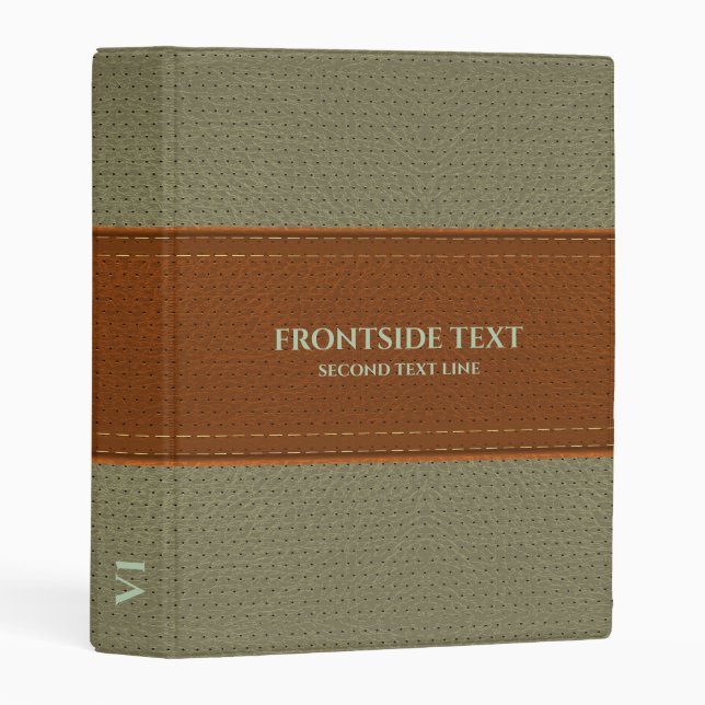 Brown and green faux leather mini binder (Front/Spine)