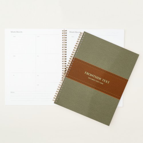 Brown and green faux leather Planner