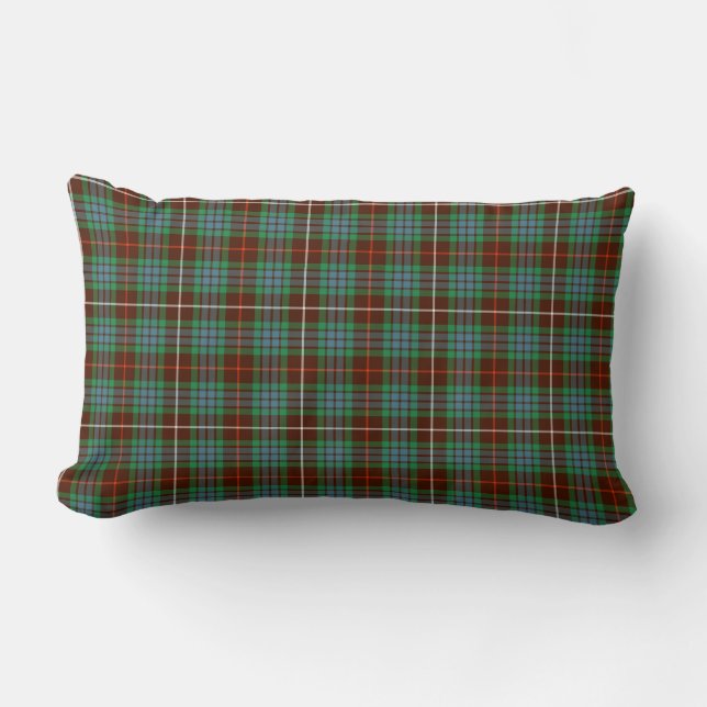 Brown and Green Fraser Clan Hunting Plaid Lumbar Pillow (Front)