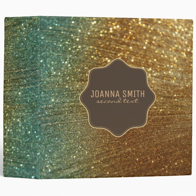 Brown And Green Glitter 3 Ring Binder (Front/Spine)