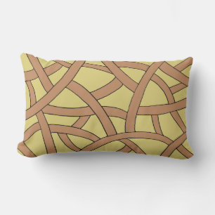 Brown and Green Hand Drawn Fantasy Pattern Lumbar Pillow