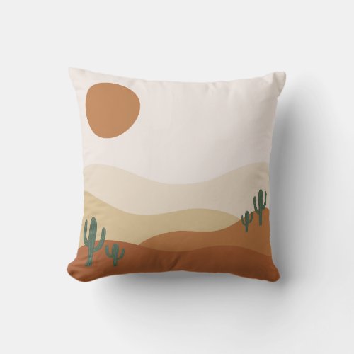 Brown and Green Illustration Square Pillow