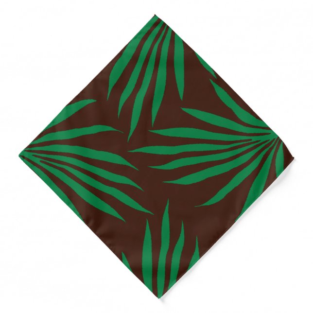 brown and green Leaf Tribal African head wrap Bandana (Front)