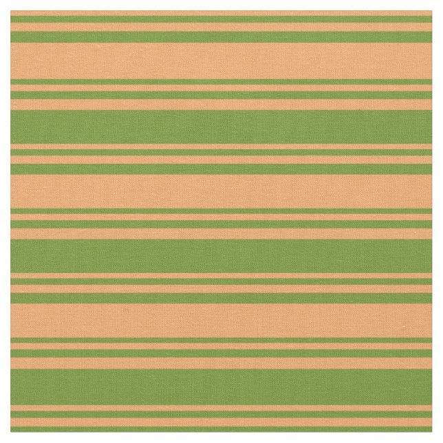 Brown and Green Lined Pattern Fabric (Close Up)