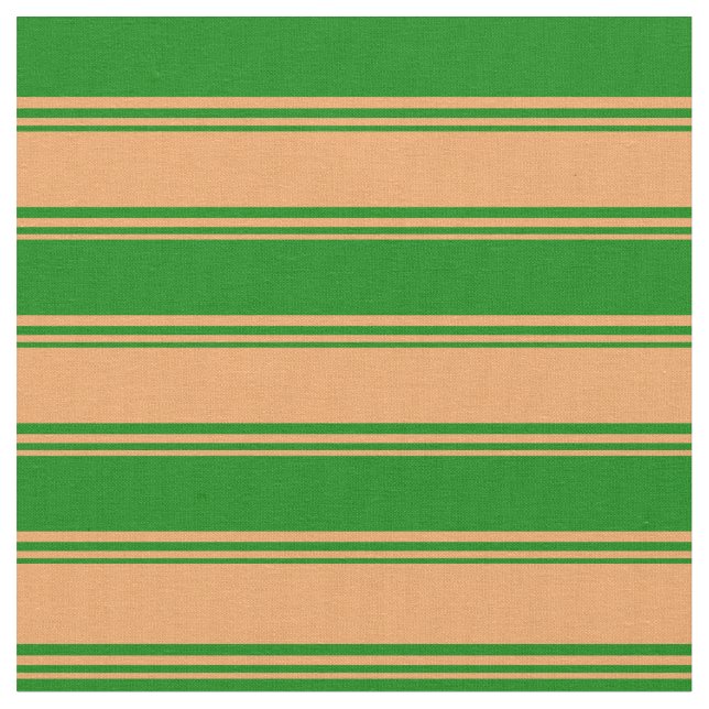 Brown and Green Lined/Striped Pattern Fabric (Close Up)