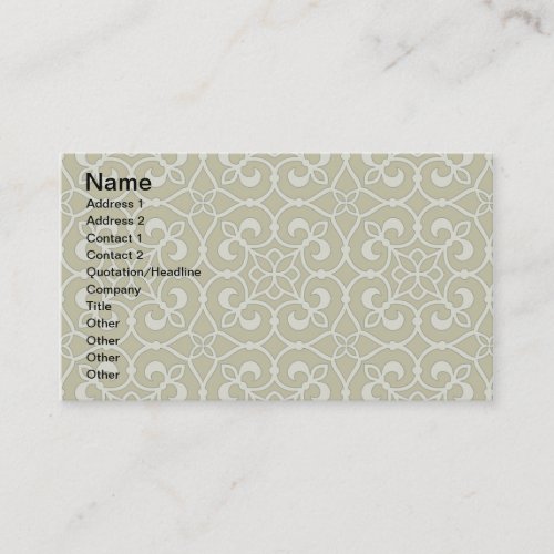 Brown and Green Moroccan Scroll Ornate Pattern Business Card