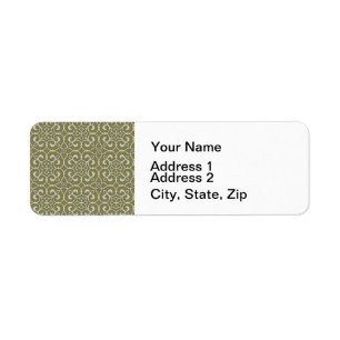 Brown and Green Moroccan Scroll Ornate Pattern Label