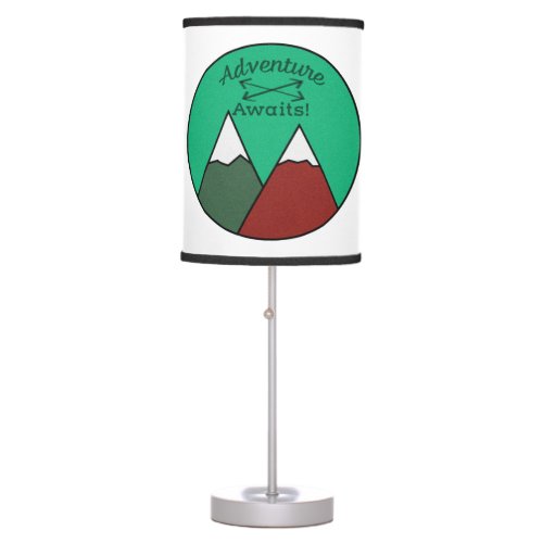 Brown and Green Mountain Design Adventure Awaits Table Lamp