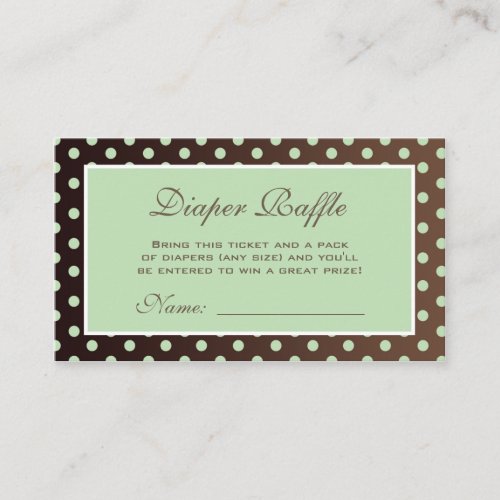 Brown and Green Polka Dot Diaper Raffle Ticket Business Card Templates