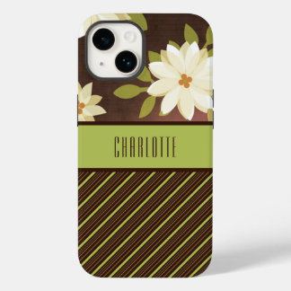 Brown and Green Pretty Flowers Phone Case