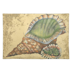 Brown and Green Seashell Cloth Placemat