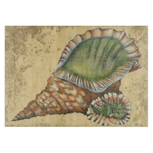 Brown and Green Seashell Cutting Board