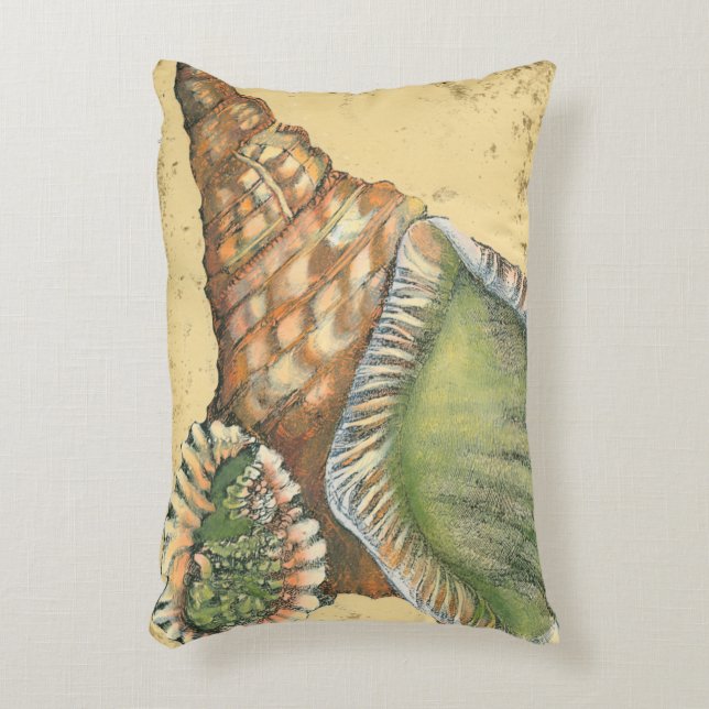 Brown and Green Seashell Decorative Pillow (Front(Vertical))