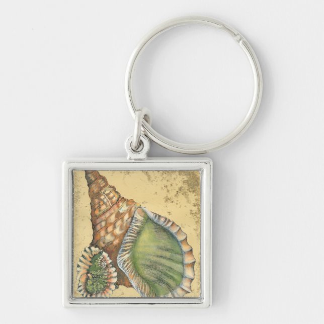 Brown and Green Seashell Keychain (Front)