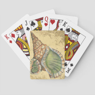 Brown and Green Seashell Poker Cards