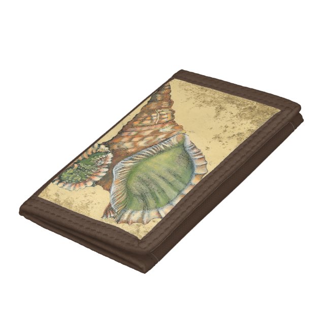 Brown and Green Seashell Trifold Wallet (Bottom)