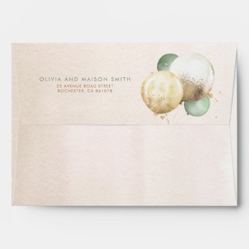 Brown and Green Soft Pastel Balloons Envelope