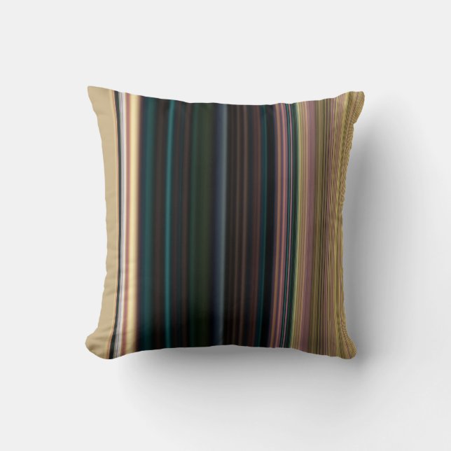 Brown and Green Stripe Throw Pillow (Front)