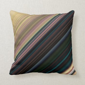 Brown and Green Stripe Throw Pillow