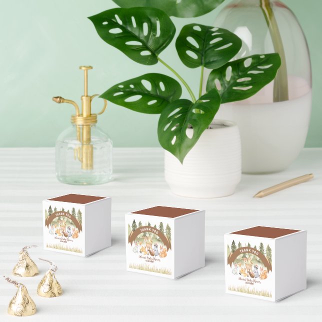 Brown And Green Woodland Animals Baby Shower  Favor Boxes (Multiple)