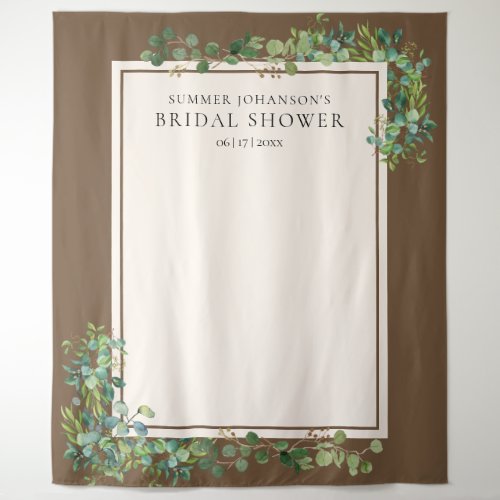 Brown and Greenery Bridal Shower Photo Backdrop